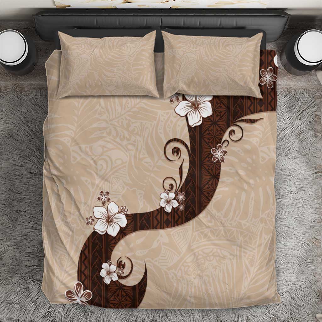 Polynesia Hibiscus Bedding Set Cameo Curve Motif LT05 Beige - Polynesian Pride
