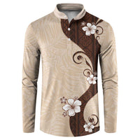 Polynesia Hibiscus Button Sweatshirt Cameo Curve Motif - Polynesian Pride