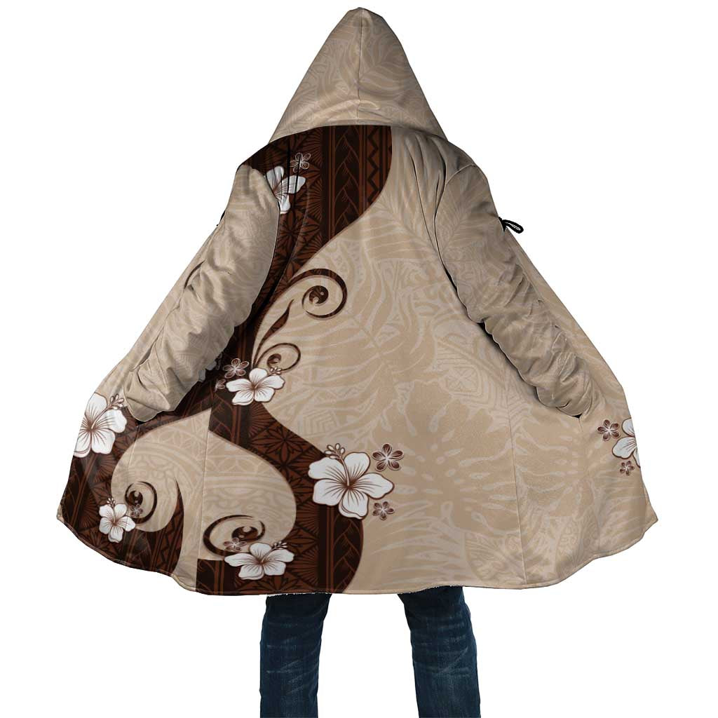 Polynesia Hibiscus Cloak Cameo Curve Motif LT05 Unisex Beige - Polynesian Pride