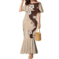 Polynesia Hibiscus Family Matching Mermaid Dress and Hawaiian Shirt Cameo Curve Motif - Polynesian Pride