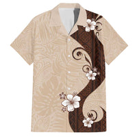 Polynesia Hibiscus Family Matching Off Shoulder Maxi Dress and Hawaiian Shirt Cameo Curve Motif - Polynesian Pride