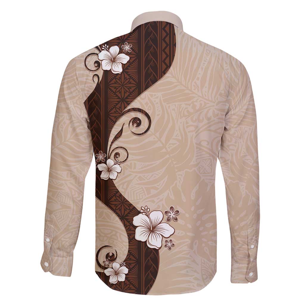 Polynesia Hibiscus Family Matching Off Shoulder Short Dress and Hawaiian Shirt Cameo Curve Motif - Polynesian Pride