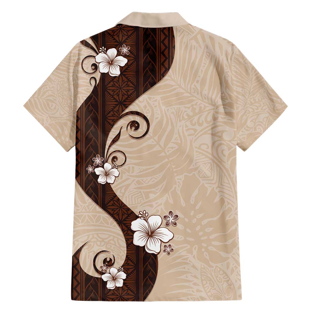 Polynesia Hibiscus Family Matching Short Sleeve Bodycon Dress and Hawaiian Shirt Cameo Curve Motif LT05 - Polynesian Pride