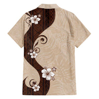 Polynesia Hibiscus Family Matching Short Sleeve Bodycon Dress and Hawaiian Shirt Cameo Curve Motif LT05 - Polynesian Pride