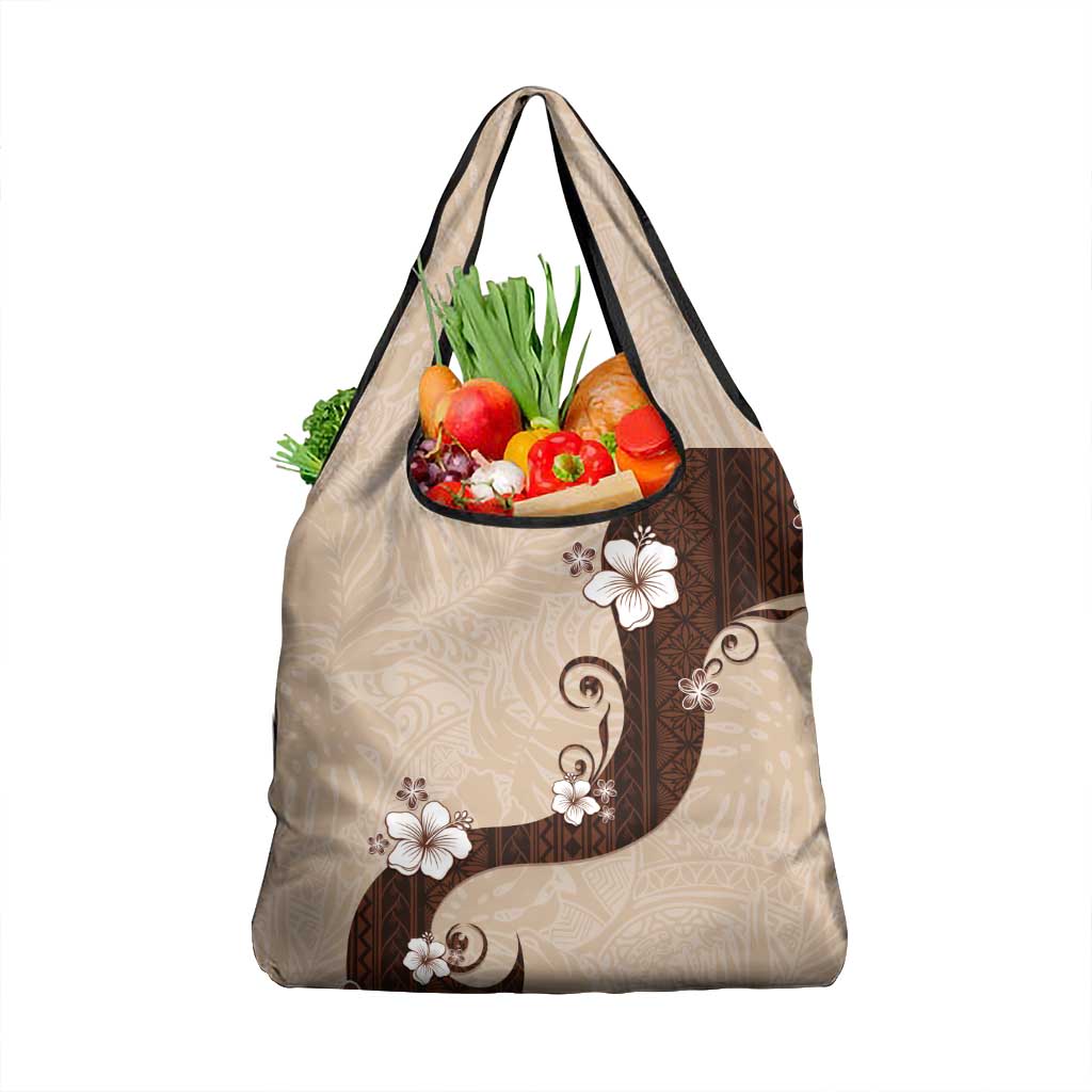 Polynesia Hibiscus Grocery Bag Cameo Curve Motif LT05 1-pack One Size Beige - Polynesian Pride