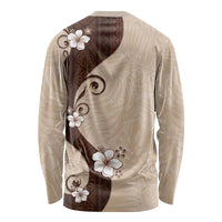 Polynesia Hibiscus Long Sleeve Shirt Cameo Curve Motif - Polynesian Pride