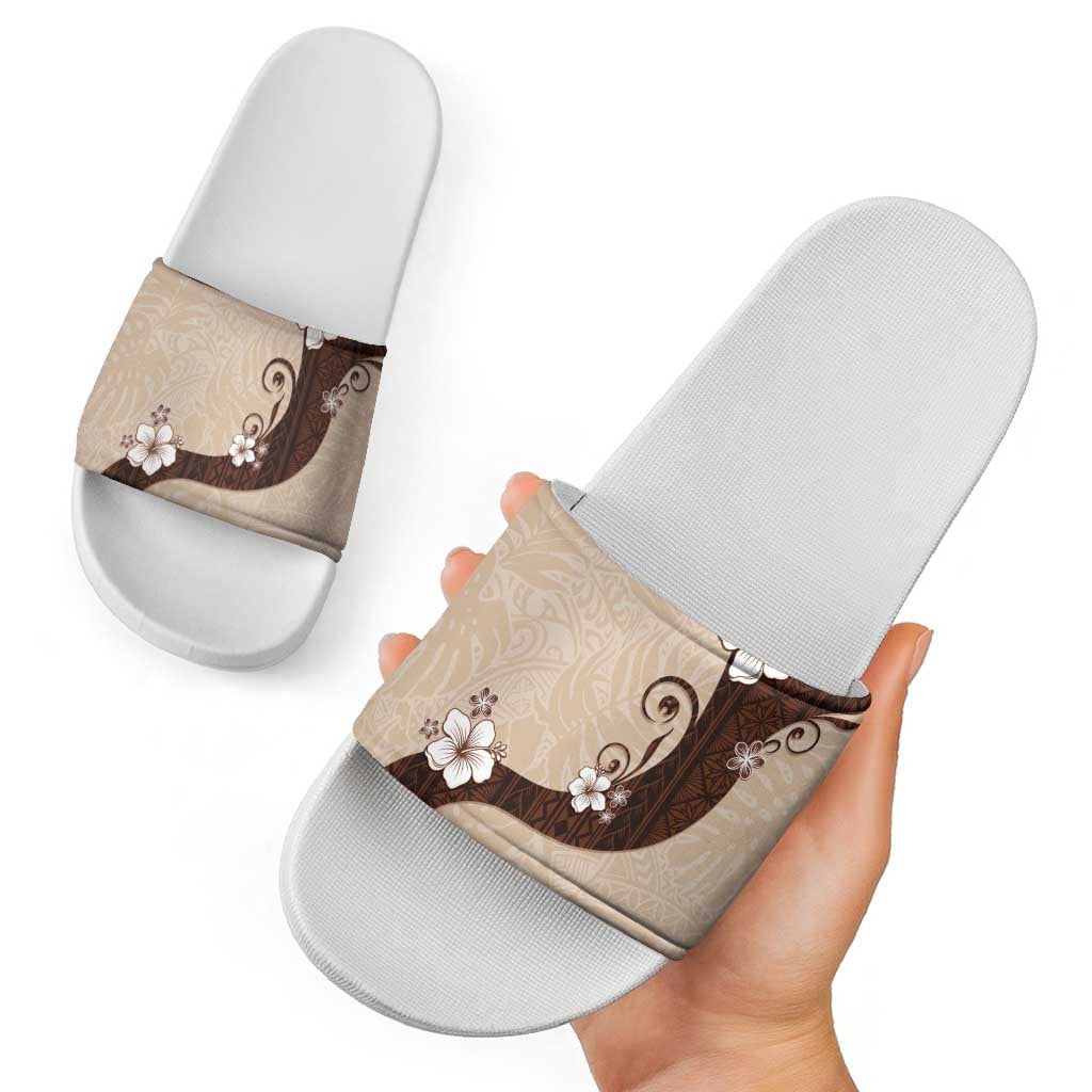 Polynesia Hibiscus Slide Sandals Cameo Curve Motif - Polynesian Pride
