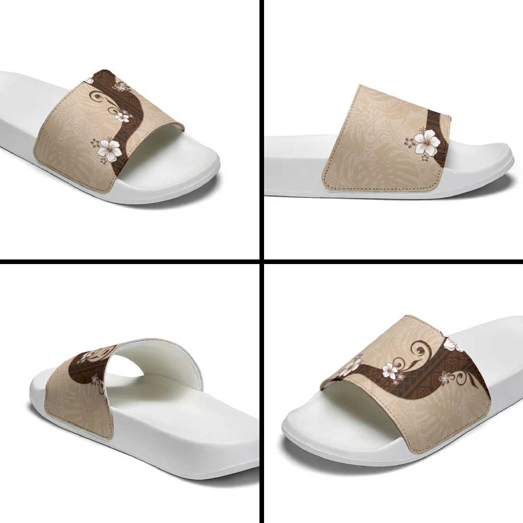 Polynesia Hibiscus Slide Sandals Cameo Curve Motif - Polynesian Pride