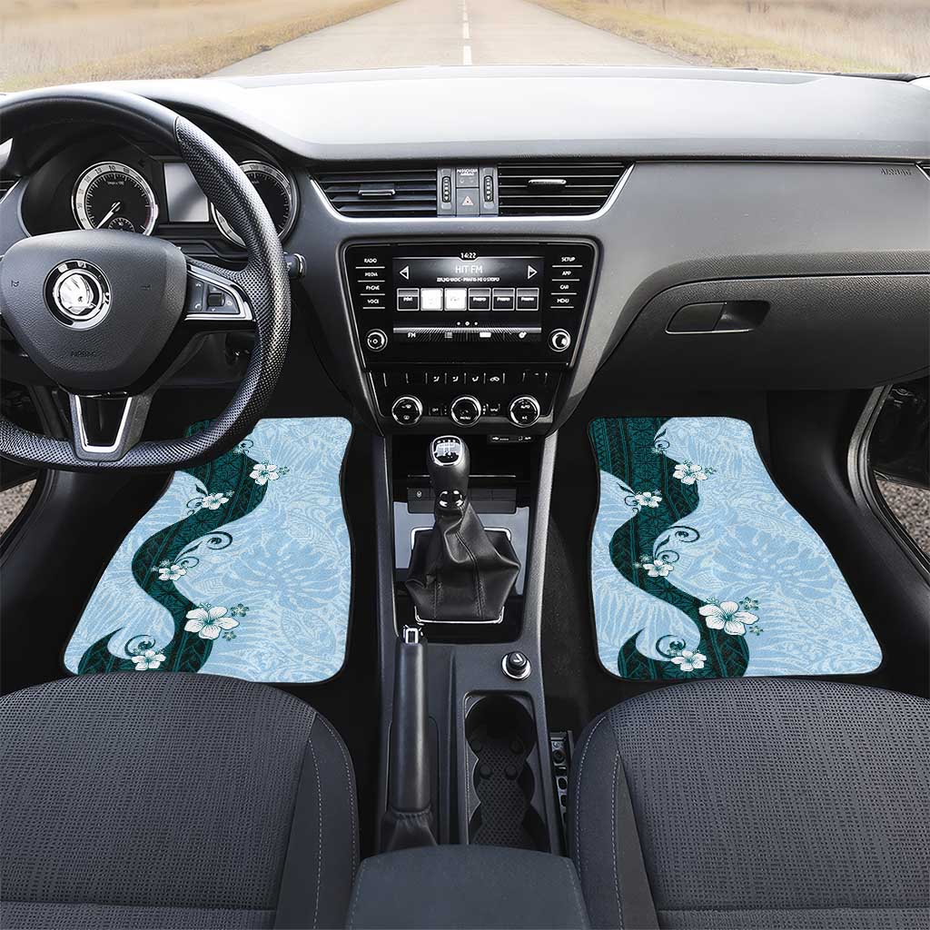 Polynesia Hibiscus Car Mats Sky Blue Curve Motif - Polynesian Pride