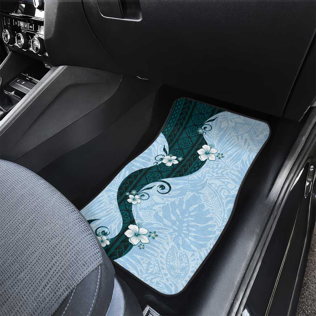 Polynesia Hibiscus Car Mats Sky Blue Curve Motif - Polynesian Pride