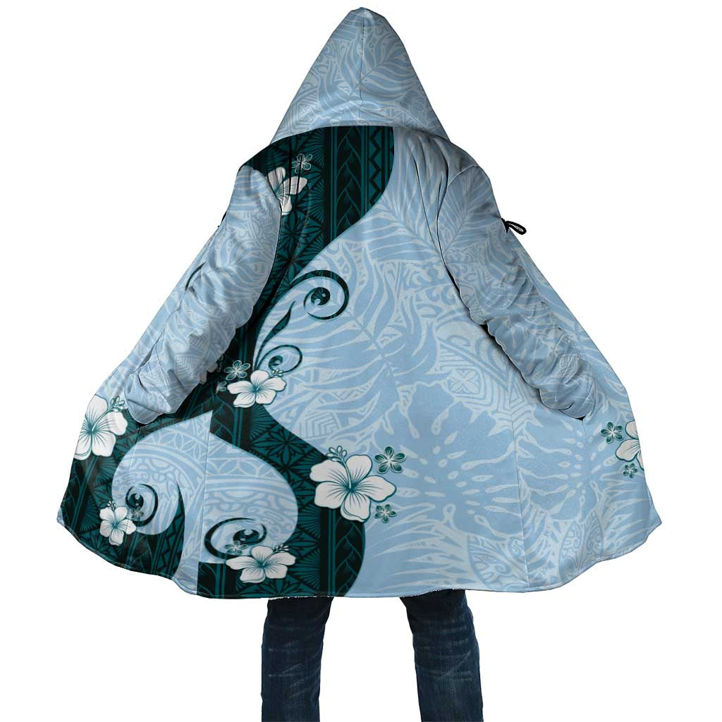 Polynesia Hibiscus Cloak Sky Blue Curve Motif LT05 Unisex Blue - Polynesian Pride