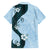 Polynesia Hibiscus Family Matching Short Sleeve Bodycon Dress and Hawaiian Shirt Sky Blue Curve Motif - Polynesian Pride