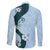 Polynesia Hibiscus Family Matching Short Sleeve Bodycon Dress and Hawaiian Shirt Sky Blue Curve Motif - Polynesian Pride