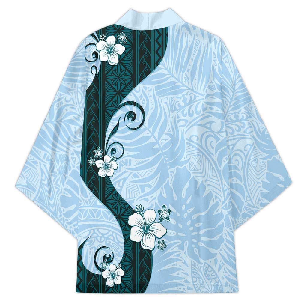 Polynesia Hibiscus Kimono Sky Blue Curve Motif LT05 - Polynesian Pride