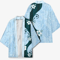 Polynesia Hibiscus Kimono Sky Blue Curve Motif LT05 - Polynesian Pride