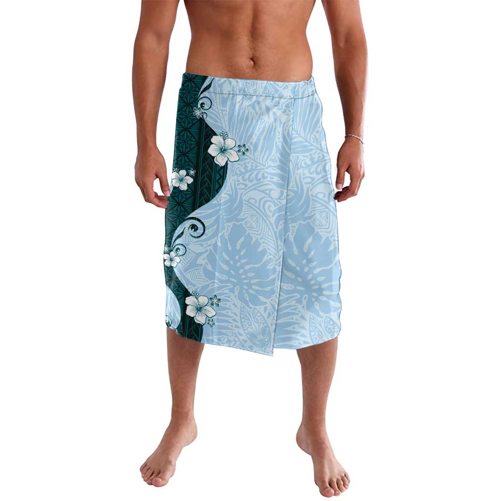 Polynesia Hibiscus Lavalava Sky Blue Curve Motif - Polynesian Pride