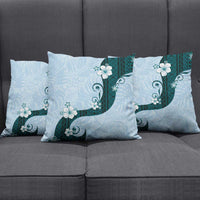 Polynesia Hibiscus Pillow Cover Sky Blue Curve Motif - Polynesian Pride