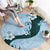 Polynesia Hibiscus Round Carpet Sky Blue Curve Motif - Polynesian Pride