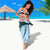 Polynesia Hibiscus Sarong Sky Blue Curve Motif - Polynesian Pride