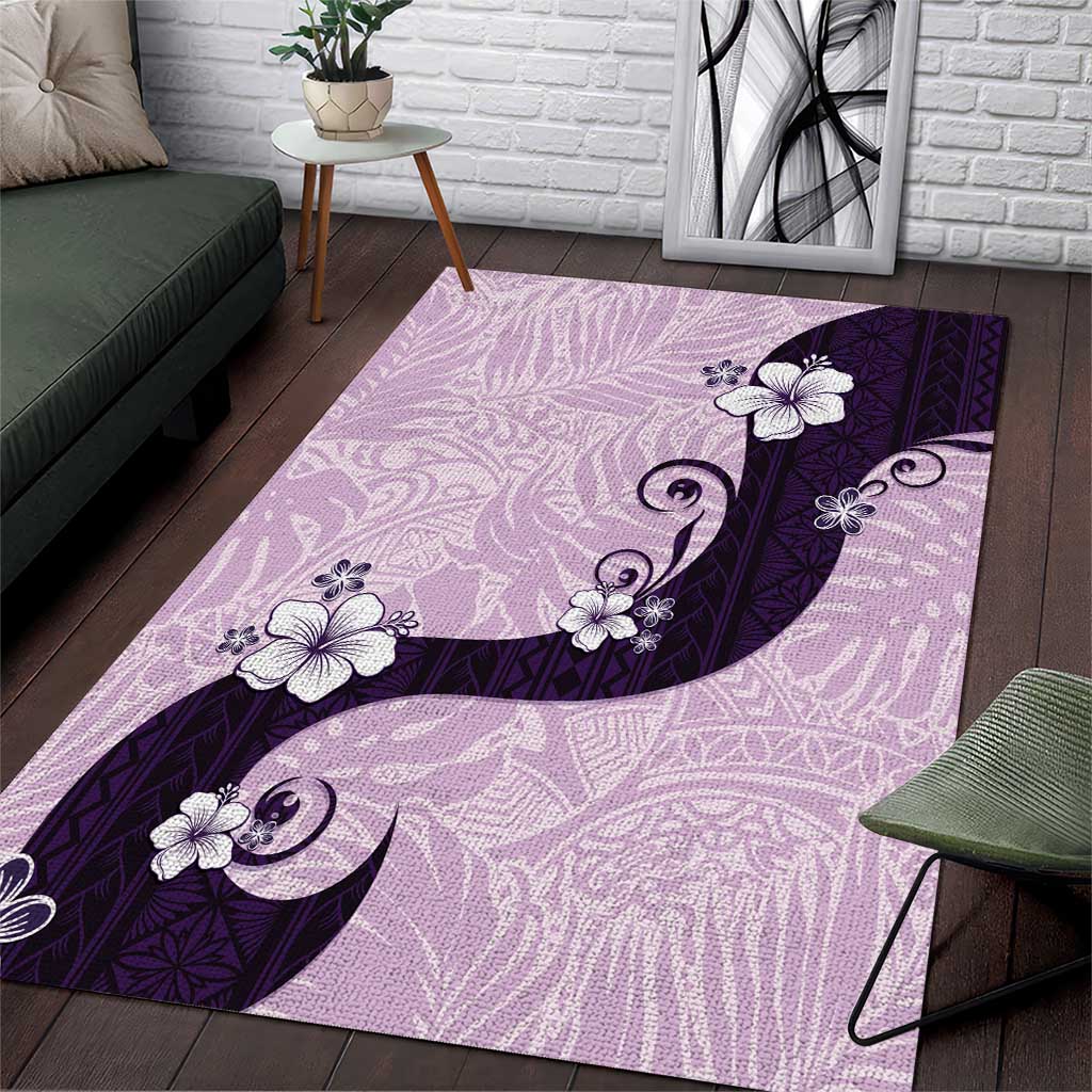 Polynesia Hibiscus Area Rug Thistle Curve Motif LT05 Purple - Polynesian Pride
