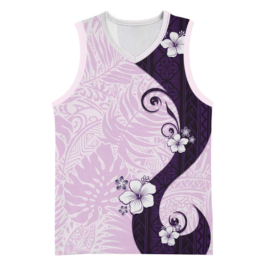 Polynesia Hibiscus Basketball Jersey Thistle Curve Motif - Polynesian Pride