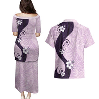 Polynesia Hibiscus Couples Matching Puletasi and Hawaiian Shirt Thistle Curve Motif LT05 - Polynesian Pride