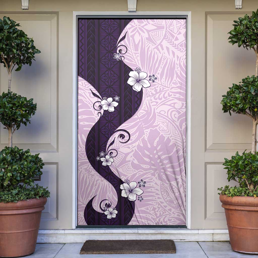 Polynesia Hibiscus Door Cover Thistle Curve Motif LT05 Purple - Polynesian Pride