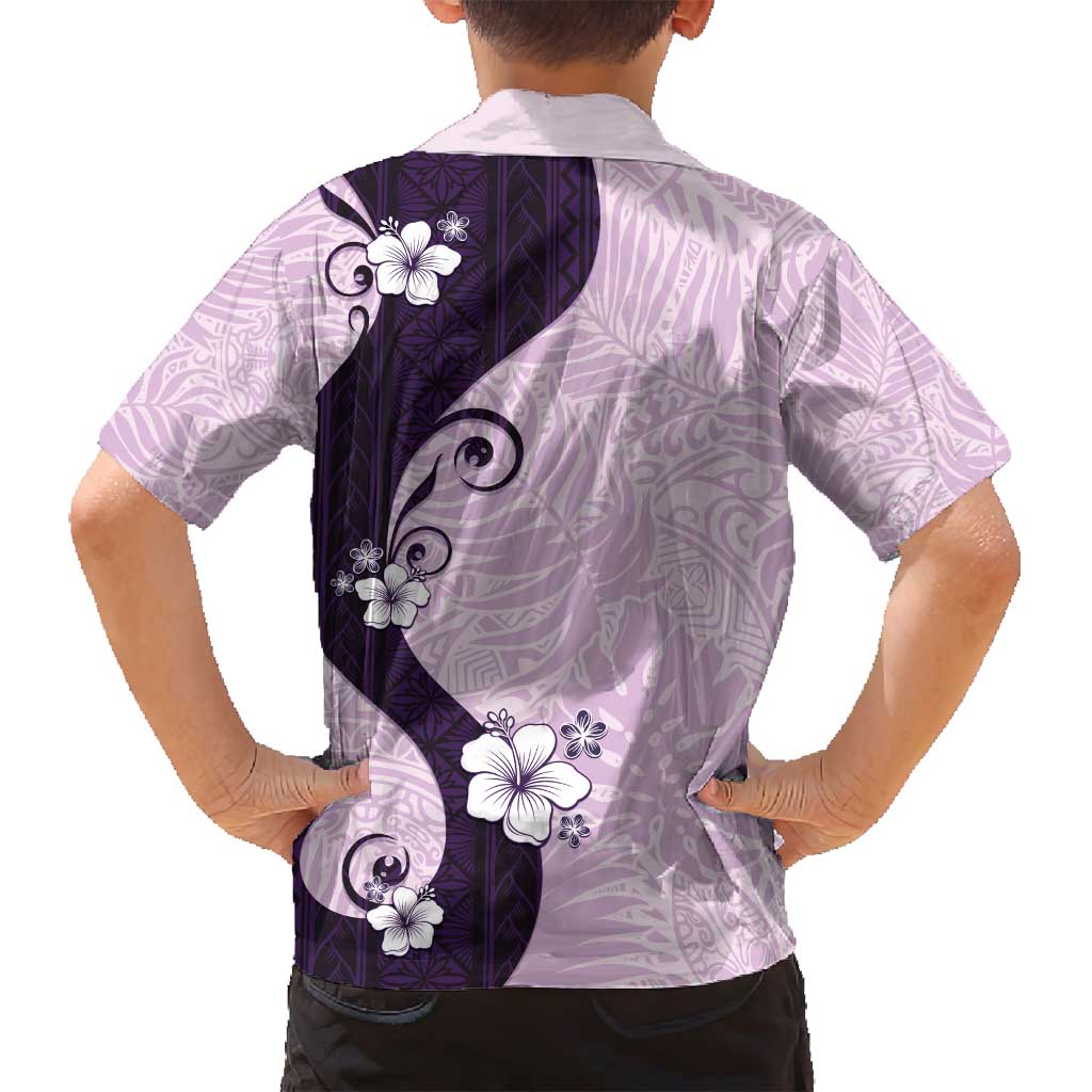 Polynesia Hibiscus Family Matching Long Sleeve Bodycon Dress and Hawaiian Shirt Thistle Curve Motif - Polynesian Pride