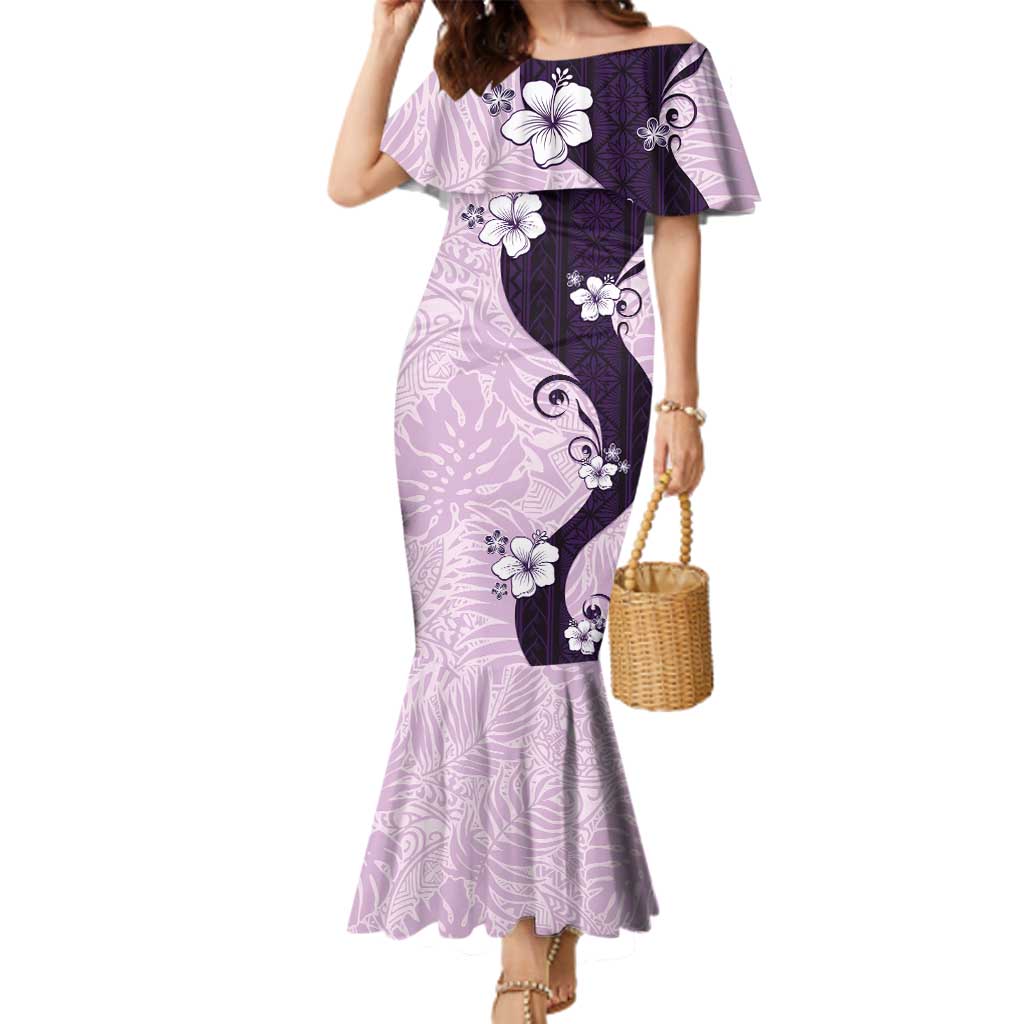 Polynesia Hibiscus Family Matching Mermaid Dress and Hawaiian Shirt Thistle Curve Motif - Polynesian Pride