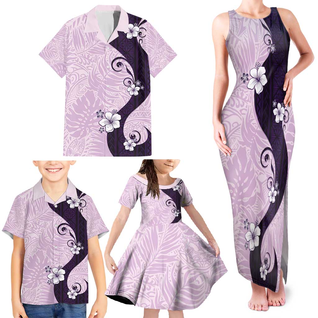 Polynesia Hibiscus Family Matching Tank Maxi Dress and Hawaiian Shirt Thistle Curve Motif LT05 - Polynesian Pride