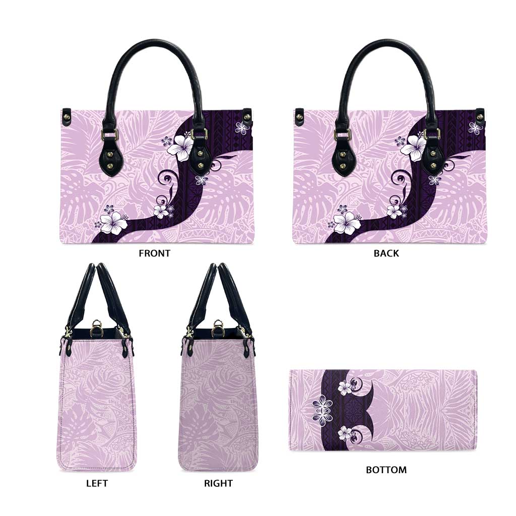Polynesia Hibiscus Leather Bag Thistle Curve Motif - Polynesian Pride