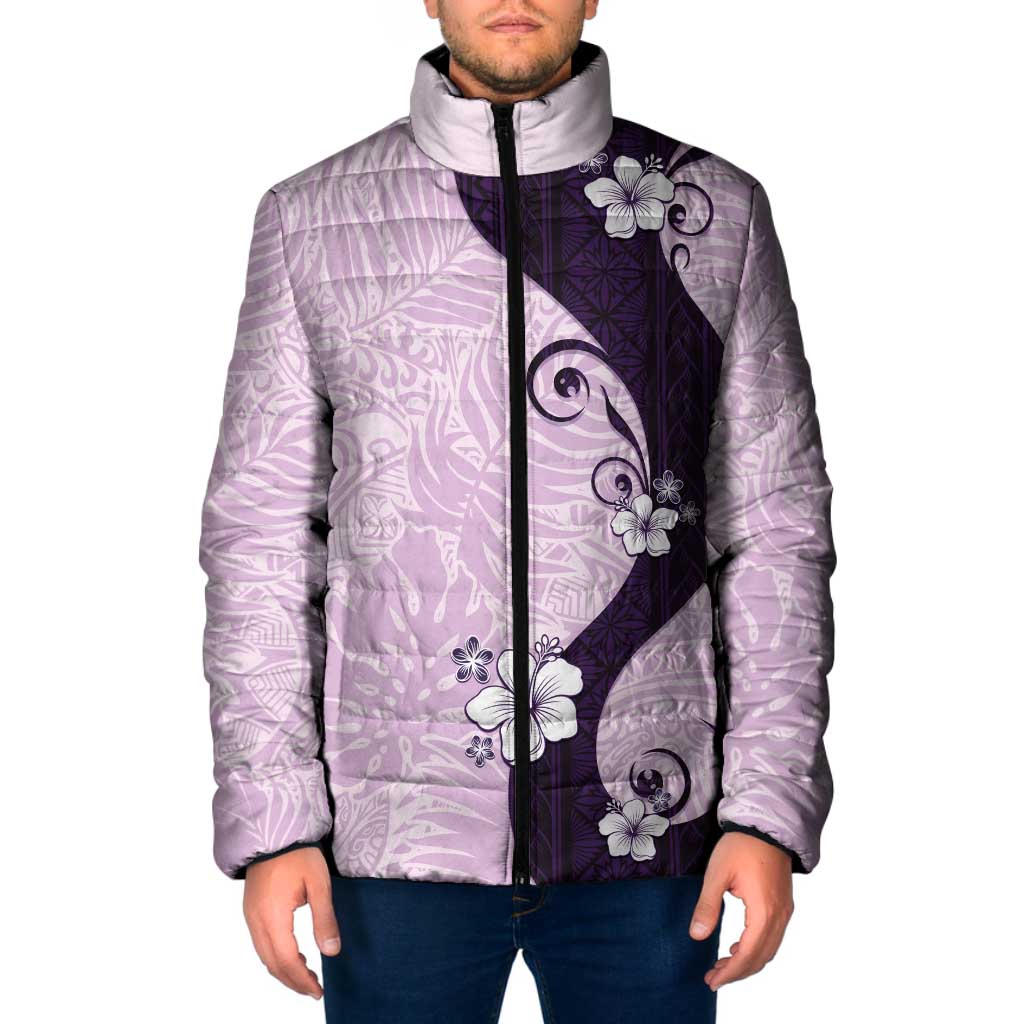 Polynesia Hibiscus Padded Jacket Thistle Curve Motif - Polynesian Pride