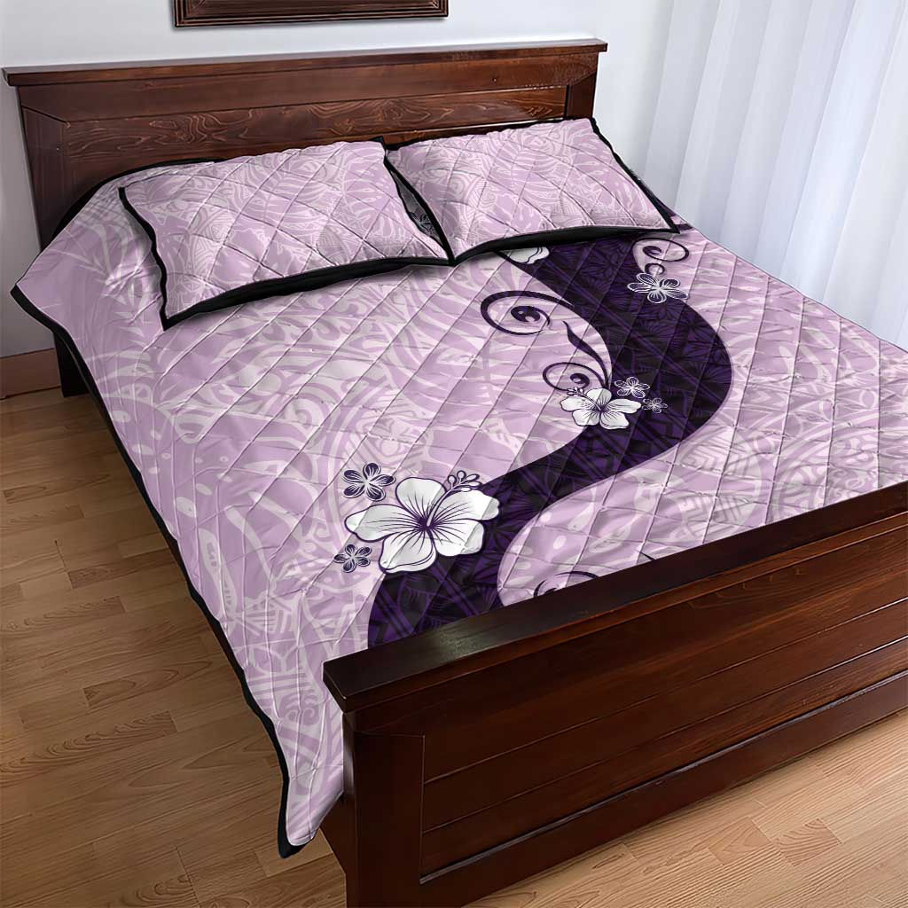 Polynesia Hibiscus Quilt Bed Set Thistle Curve Motif - Polynesian Pride