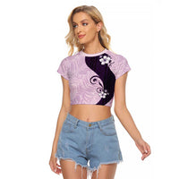 Polynesia Hibiscus Raglan Cropped T Shirt Thistle Curve Motif - Polynesian Pride