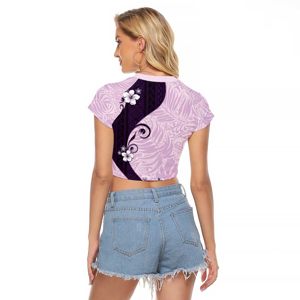 Polynesia Hibiscus Raglan Cropped T Shirt Thistle Curve Motif - Polynesian Pride