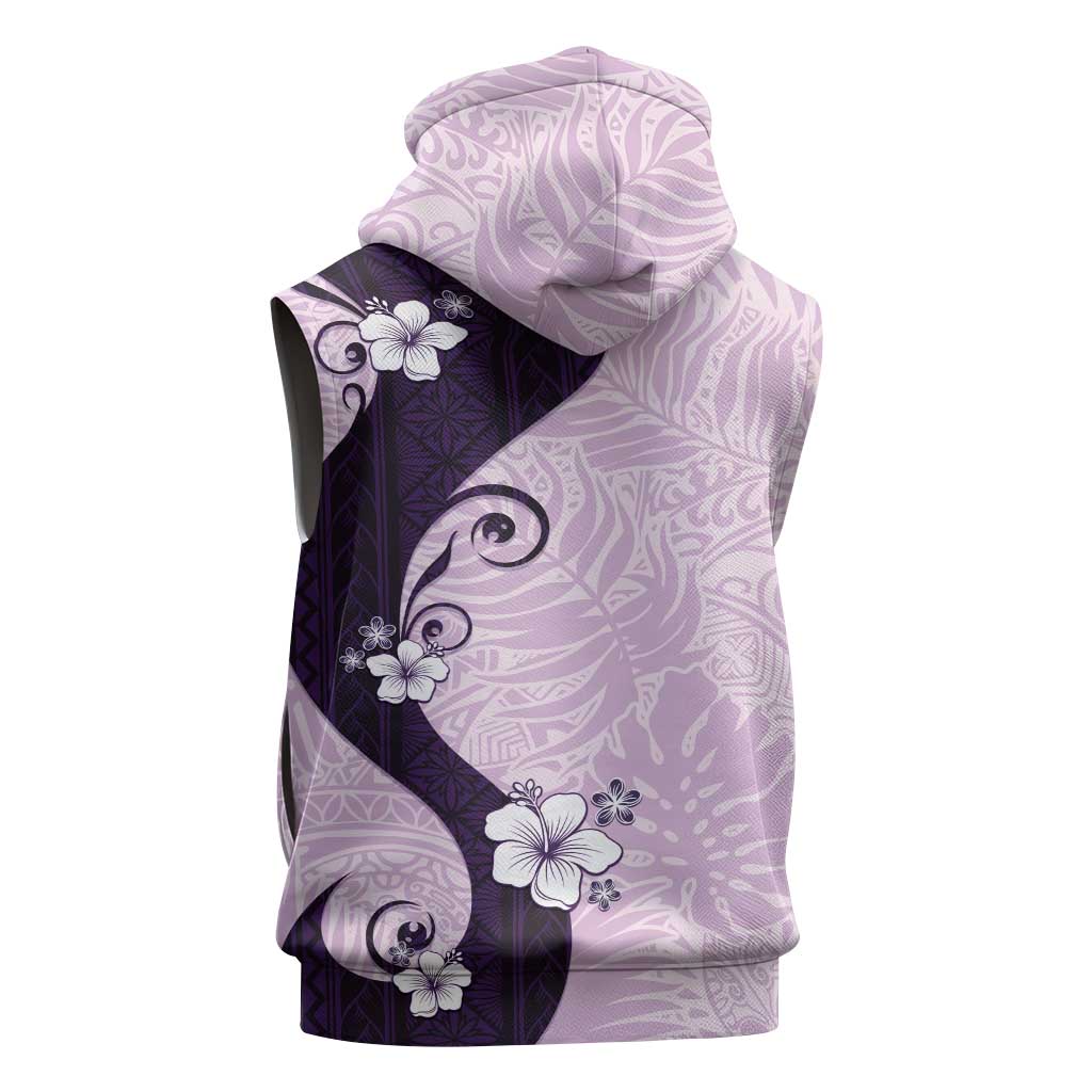 Polynesia Hibiscus Sleeveless Zip Hoodie Thistle Curve Motif - Polynesian Pride