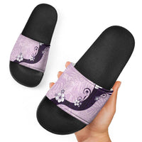 Polynesia Hibiscus Slide Sandals Thistle Curve Motif - Polynesian Pride