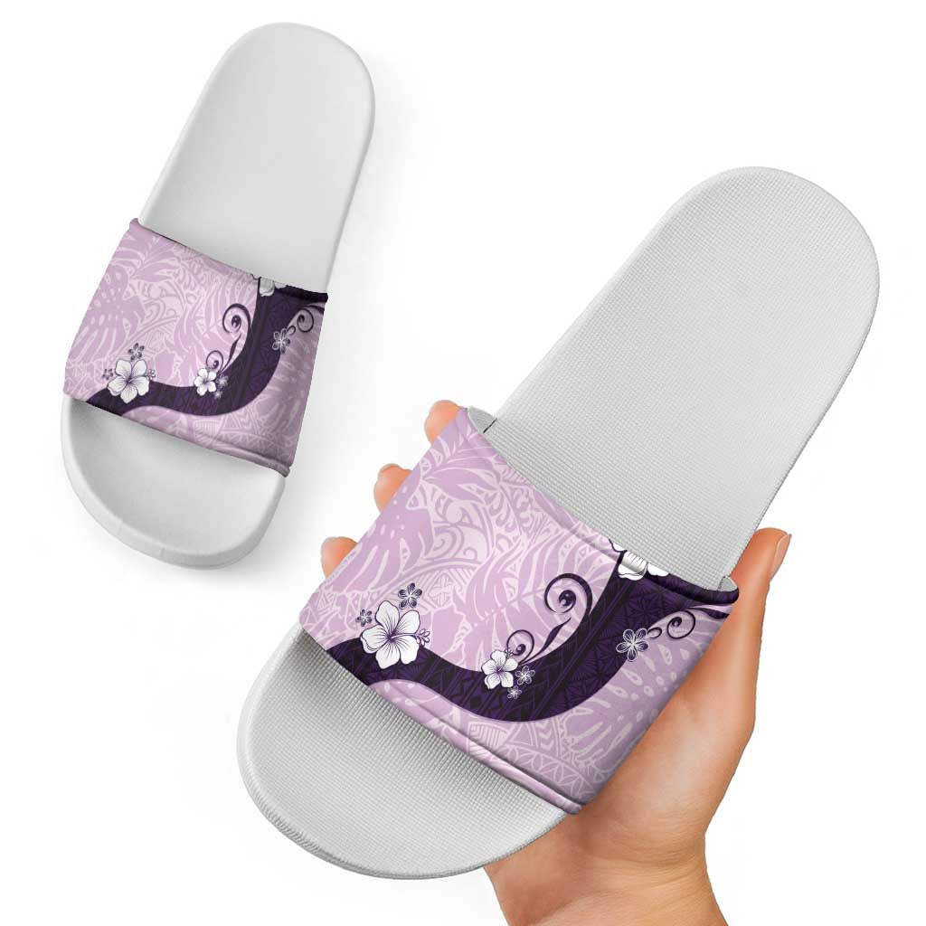 Polynesia Hibiscus Slide Sandals Thistle Curve Motif - Polynesian Pride