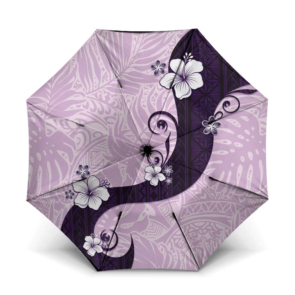 Polynesia Hibiscus Umbrella Thistle Curve Motif LT05 One Size Folded 11.42 inch Opened Diameter 37.4 inch Purple - Polynesian Pride