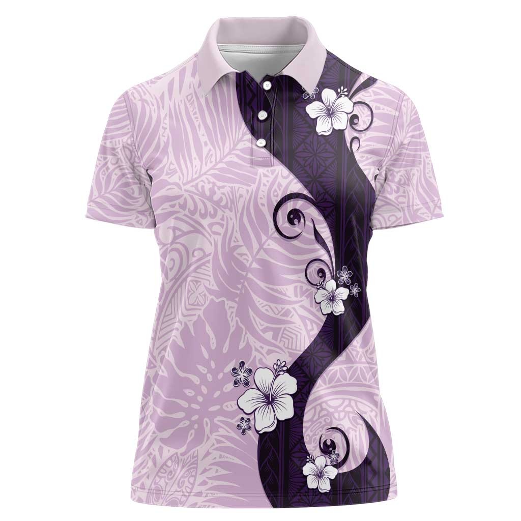 Polynesia Hibiscus Women Polo Shirt Thistle Curve Motif LT05 Female Purple - Polynesian Pride