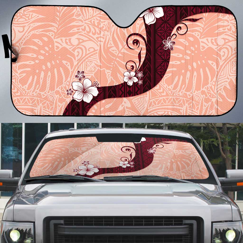 Polynesia Hibiscus Auto Sun Shade Rose Bud Curve Motif LT05 Red - Polynesian Pride