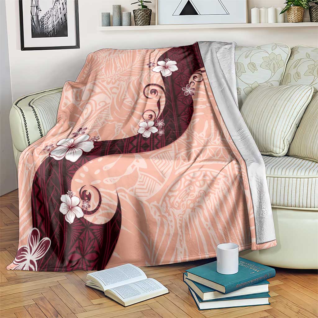 Polynesia Hibiscus Blanket Rose Bud Curve Motif LT05 Red - Polynesian Pride