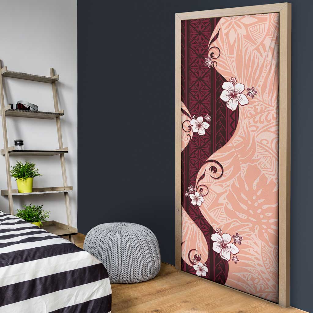 Polynesia Hibiscus Door Cover Rose Bud Curve Motif - Polynesian Pride