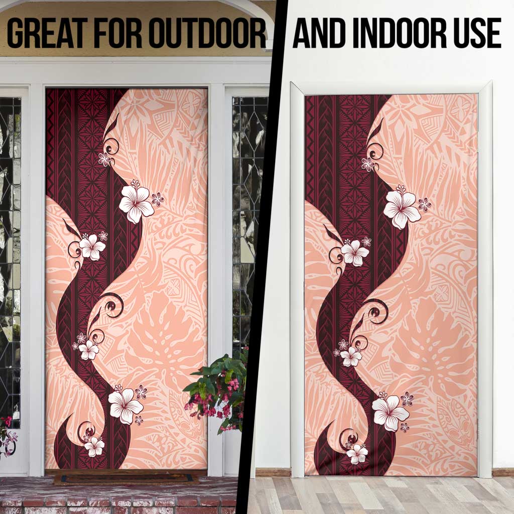 Polynesia Hibiscus Door Cover Rose Bud Curve Motif - Polynesian Pride