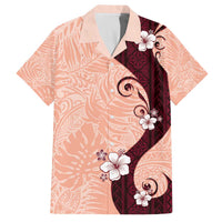 Polynesia Hibiscus Family Matching Off The Shoulder Long Sleeve Dress and Hawaiian Shirt Rose Bud Curve Motif LT05 Dad's Shirt - Short Sleeve Red - Polynesian Pride