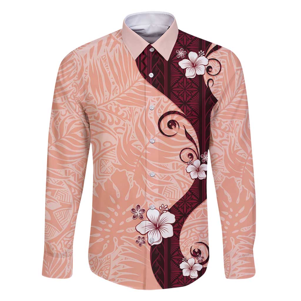 Polynesia Hibiscus Family Matching Off Shoulder Maxi Dress and Hawaiian Shirt Rose Bud Curve Motif - Polynesian Pride