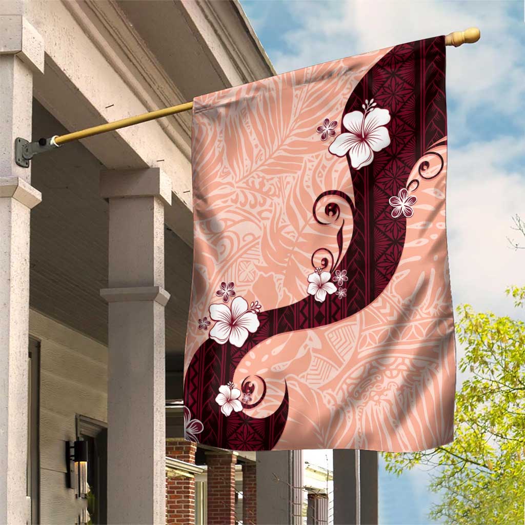 Polynesia Hibiscus Garden Flag Rose Bud Curve Motif LT05 House Flag Red - Polynesian Pride
