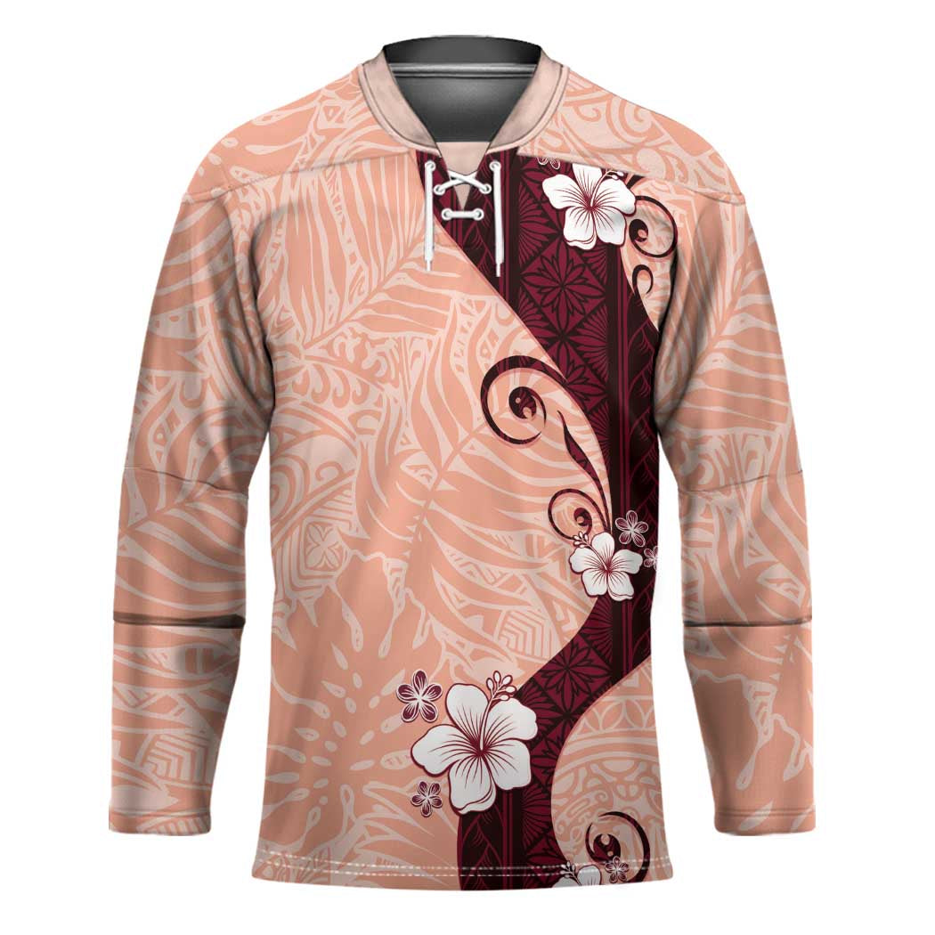 Polynesia Hibiscus Hockey Jersey Rose Bud Curve Motif - Polynesian Pride