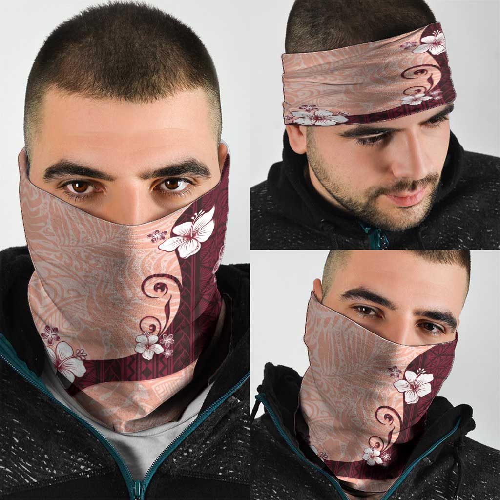 Polynesia Hibiscus Neck Gaiter Rose Bud Curve Motif - Polynesian Pride