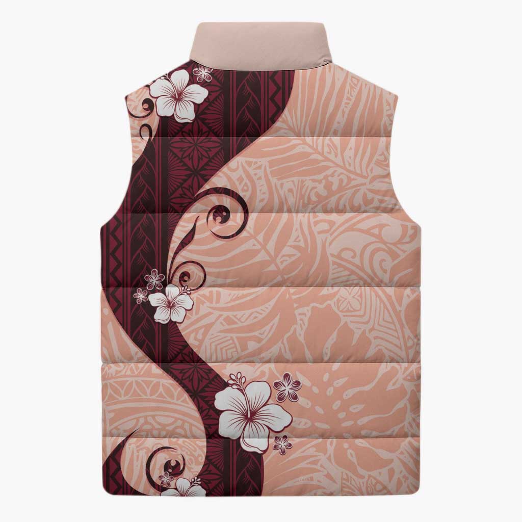 Polynesia Hibiscus Sleeveless Puffer Jacket Rose Bud Curve Motif - Polynesian Pride